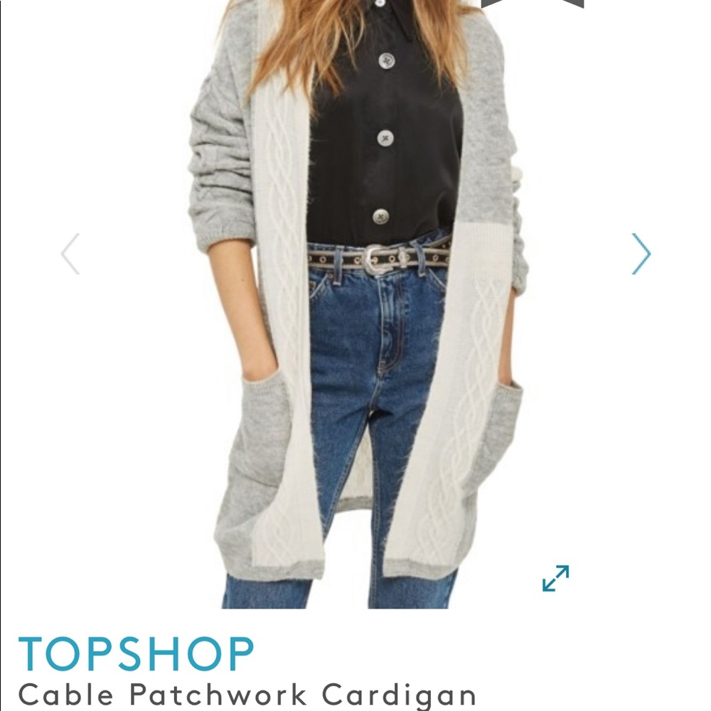 NWOT Topshop Cable Patchwork Cardigan Sz 4